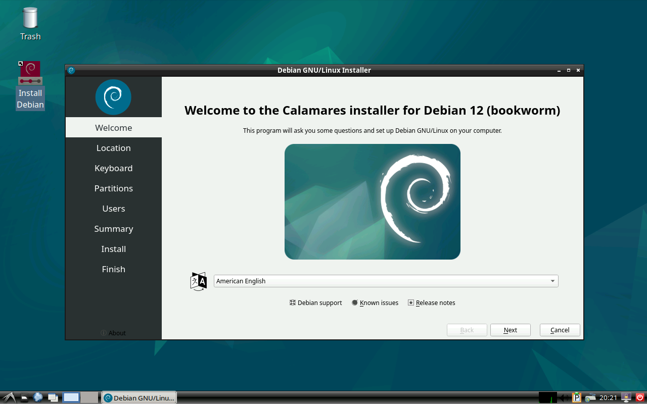 debian12 start installation